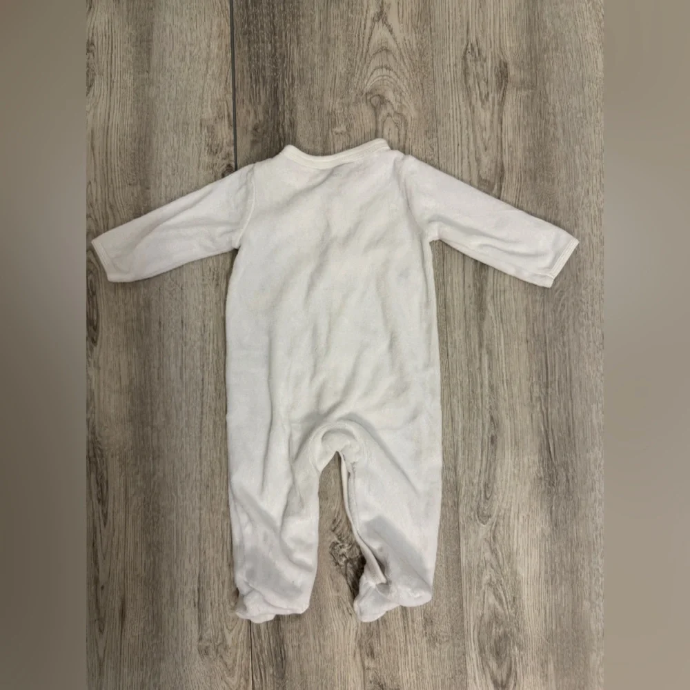 White Animal Print Kids One Piece with footies